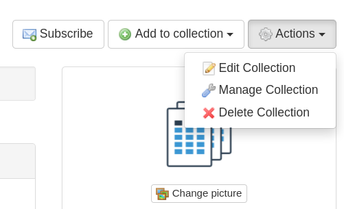 The "Edit Collection" button under the "Actions" dropdown menu